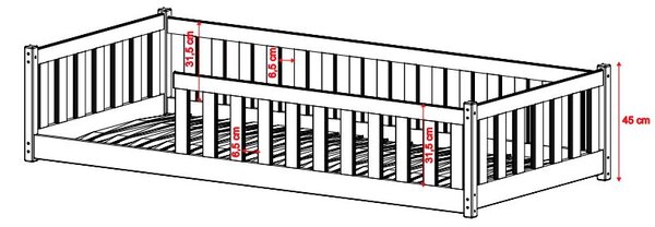 MAXMAX Detská Montessori posteľ z masívu borovice BETTY - 160x80 cm - BIELA