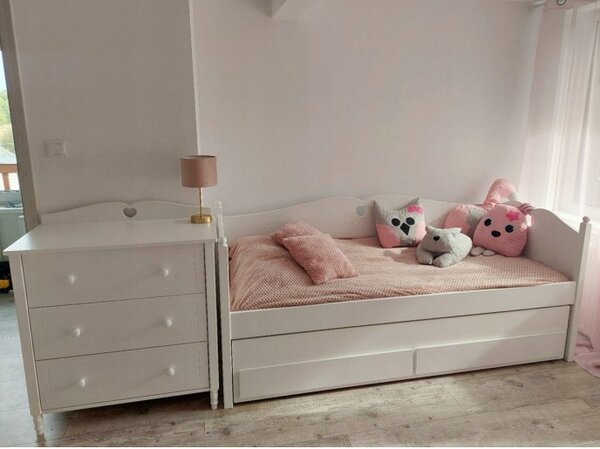 Raj posteli Detská posteľ Bea PW – zásuvky + prístelka 200x90 cm biela