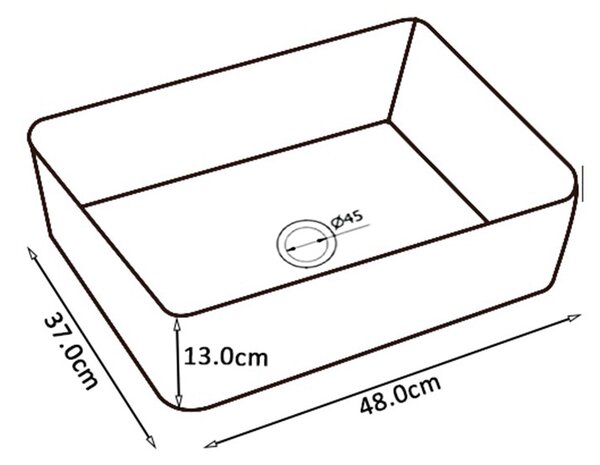 BPS-koupelny Keramické umývadlo na dosku LUXO WH GL 480 48x37 cm, biela/zlatá