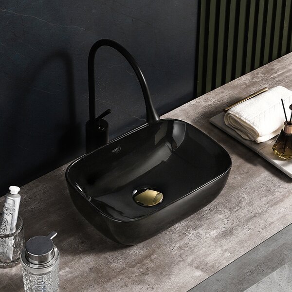 BPS-koupelny Keramické umývadlo na dosku MILO BL 370 37x25 cm, čierne