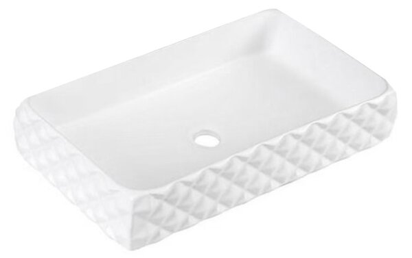 BPS-koupelny Keramické umývadlo na dosku PEARL WH 605 60,5x34 cm, biele štruktúra