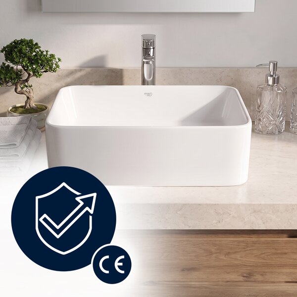 BPS-koupelny Keramické umývadlo na dosku LUXO WH 480 48x37 cm, biele