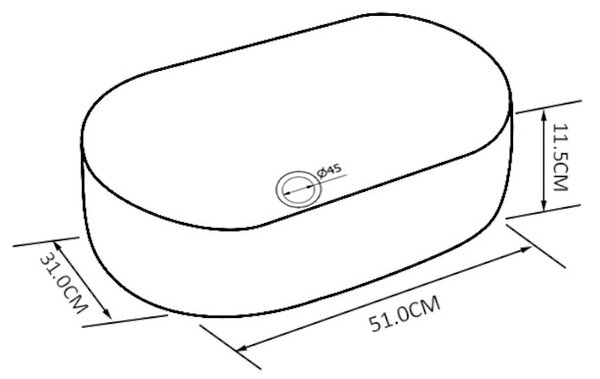 BPS-koupelny Keramické umývadlo na dosku NAVI WH 510 51x31 cm, biele