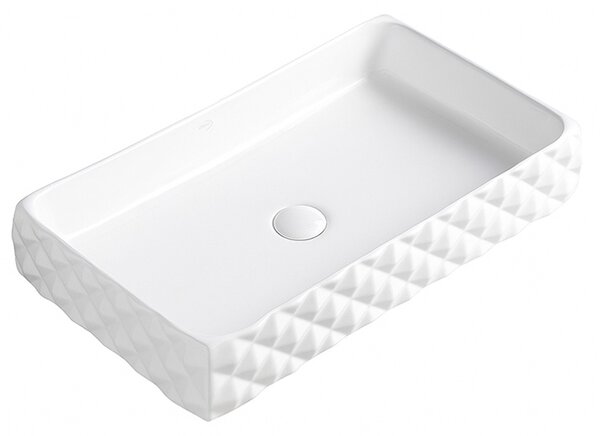 BPS-koupelny Keramické umývadlo na dosku PEARL WH 605 60,5x34 cm, biele štruktúra