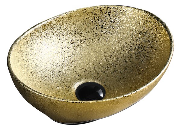BPS-koupelny Keramické umývadlo na dosku LUMO GL 405 40,5x33 cm, zlaté štrukturálne