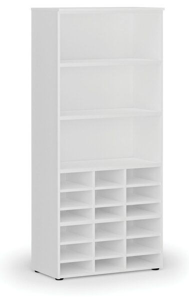 Triediaci regál PRIMO WHITE, 800 x 420 x 1781 mm, 18 priehradok, biely