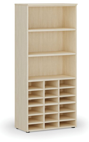 Triediaci regál PRIMO WOOD, 800 x 420 x 1781 mm, 18 priehradiek, breza