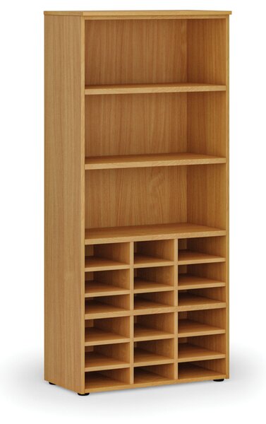 Triediaci regál PRIMO WOOD, 800 x 420 x 1781 mm, 18 priehradok, buk