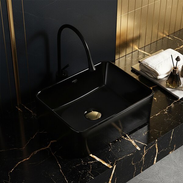 BPS-koupelny Keramické umývadlo na dosku LUXO BL 410 41x31 cm, čierne