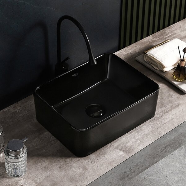 BPS-koupelny Keramické umývadlo na dosku LUXO BL 410 41x31 cm, čierne