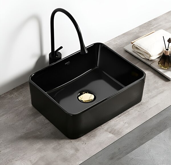 BPS-koupelny Keramické umývadlo na dosku LUXO BL 410 41x31 cm, čierne