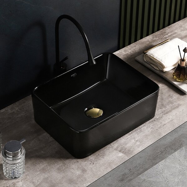 BPS-koupelny Keramické umývadlo na dosku LUXO BL 410 41x31 cm, čierne