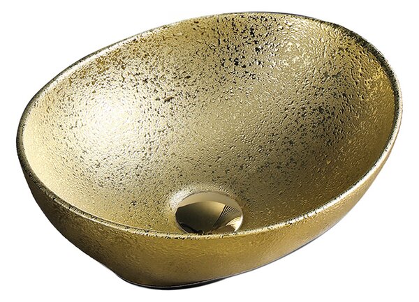 BPS-koupelny Keramické umývadlo na dosku LUMO GL 405 40,5x33 cm, zlaté štrukturálne
