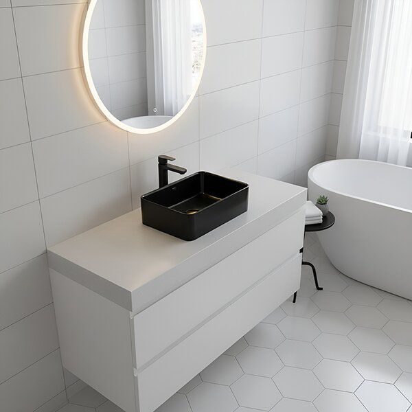BPS-koupelny Keramické umývadlo na dosku LUXO BL 410 41x31 cm, čierne