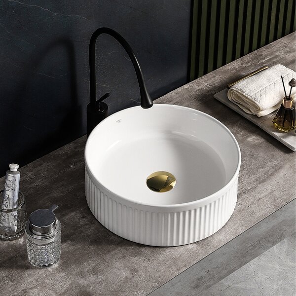 BPS-koupelny Keramické umývadlo na dosku LAVA WH RF 370 ø37 cm, biele