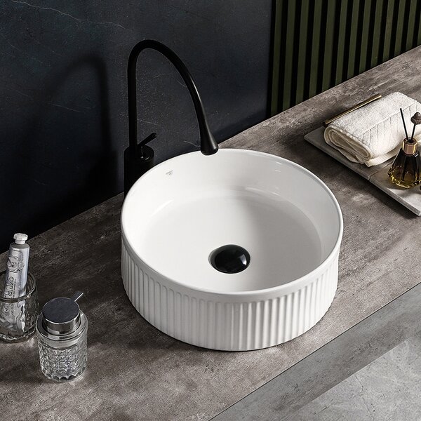 BPS-koupelny Keramické umývadlo na dosku LAVA WH RF 370 ø37 cm, biele