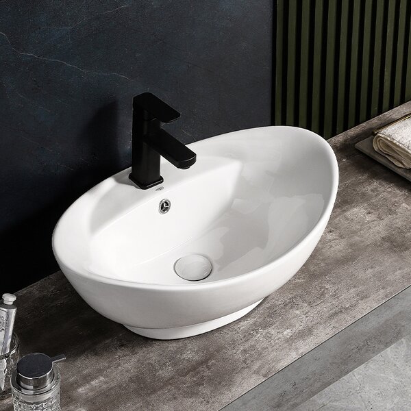 BPS-koupelny Keramické umývadlo na dosku TERA WH 585 58,8x39 cm, biele