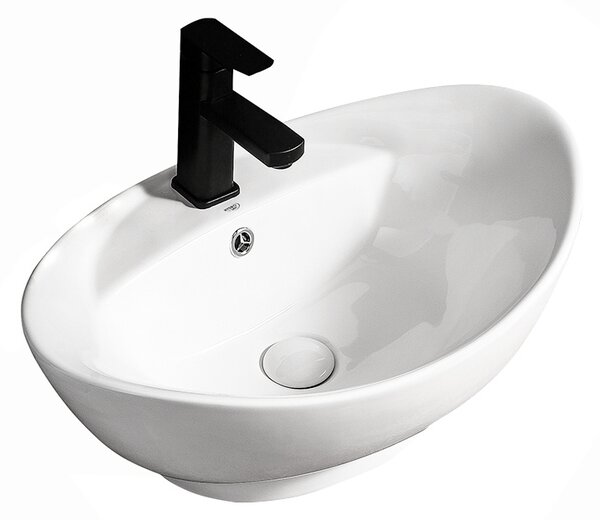 BPS-koupelny Keramické umývadlo na dosku TERA WH 585 58,8x39 cm, biele