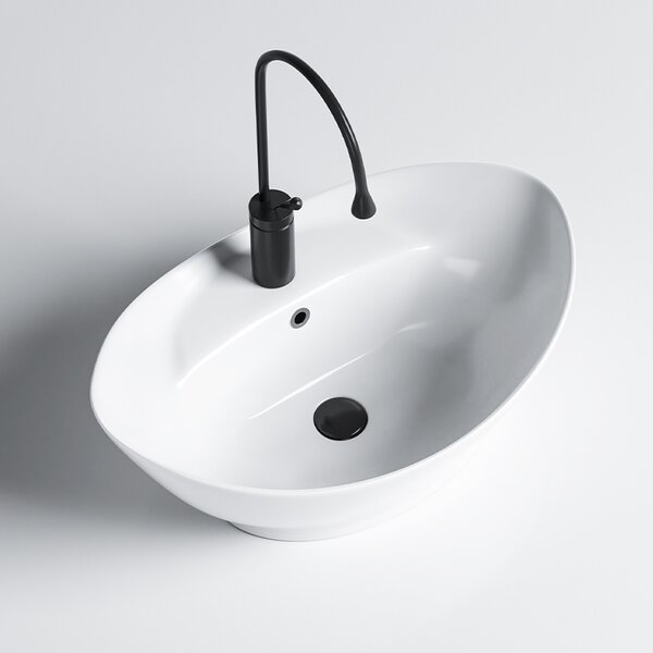 BPS-koupelny Keramické umývadlo na dosku TERA WH 585 58,8x39 cm, biele