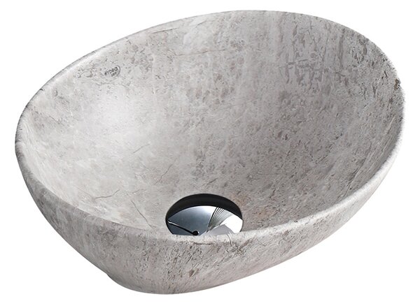 BPS-koupelny Keramické umývadlo na dosku LUMO MAR2 405 40,5x33 cm, sivý mramor