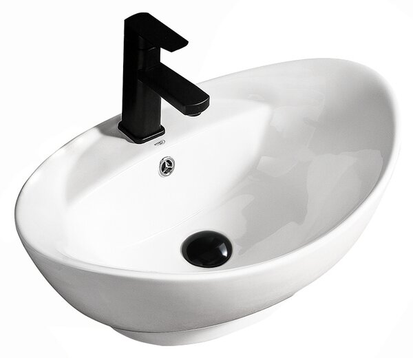 BPS-koupelny Keramické umývadlo na dosku TERA WH 585 58,8x39 cm, biele