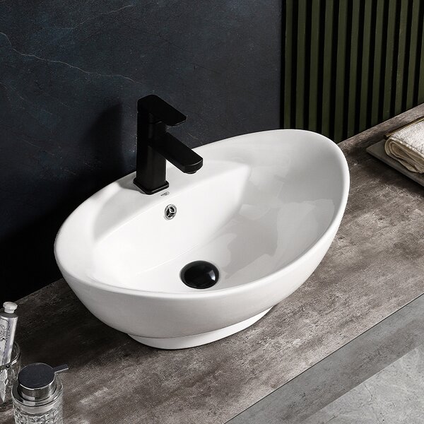 BPS-koupelny Keramické umývadlo na dosku TERA WH 585 58,8x39 cm, biele
