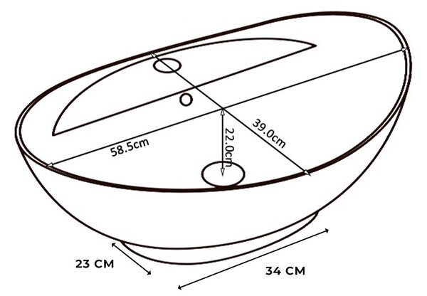 BPS-koupelny Keramické umývadlo na dosku TERA WH 585 58,8x39 cm, biele