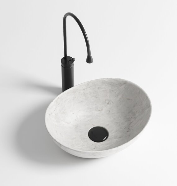 BPS-koupelny Keramické umývadlo na dosku LUMO MAR2 405 40,5x33 cm, sivý mramor