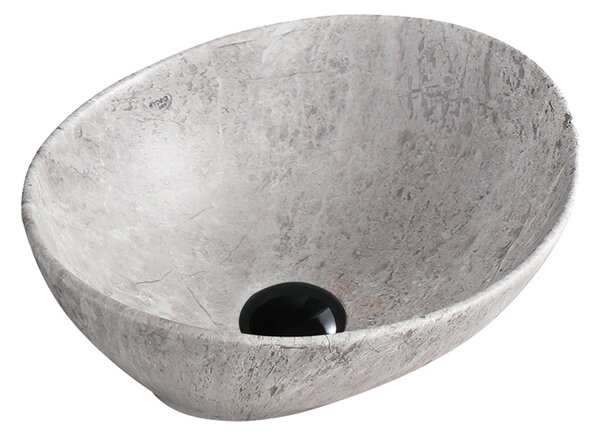BPS-koupelny Keramické umývadlo na dosku LUMO MAR2 405 40,5x33 cm, sivý mramor