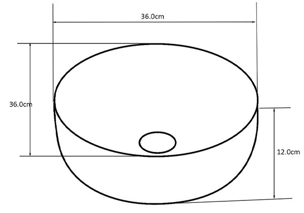 BPS-koupelny Keramické umývadlo na dosku LAVA BL 360 ø36 cm, čierne lesk
