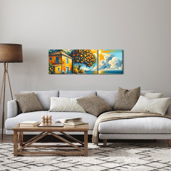 Obraz - Dom s pomarančmi I. (s hodinami) (90x30 cm)