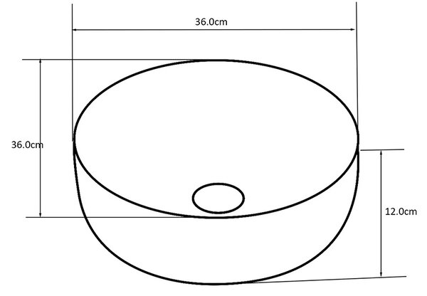 BPS-koupelny Keramické umývadlo na dosku LAVA MTB MAR3 360 ø36 cm, čierny mramor