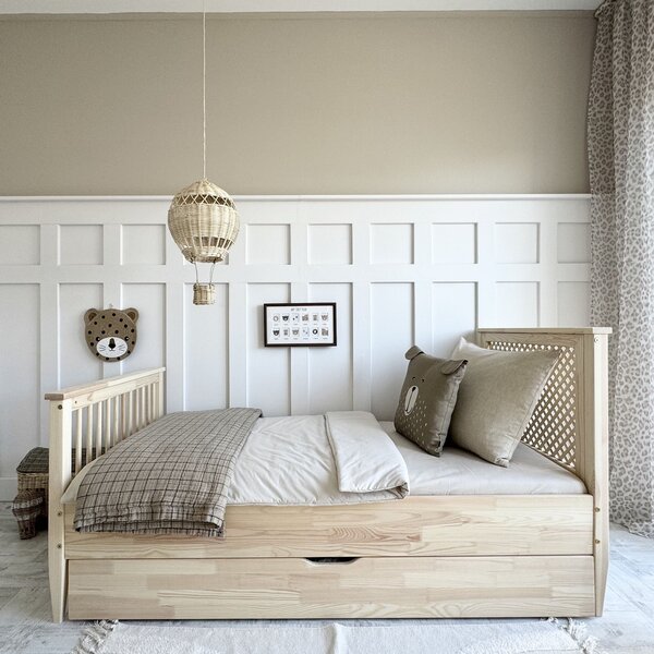 Detská posteľ BOHO Grid PLUS verzia so zásuvkou/prístelkou