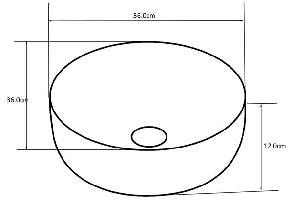 BPS-koupelny Keramické umývadlo na dosku LAVA MTB 360 ø36 cm, čierne matné
