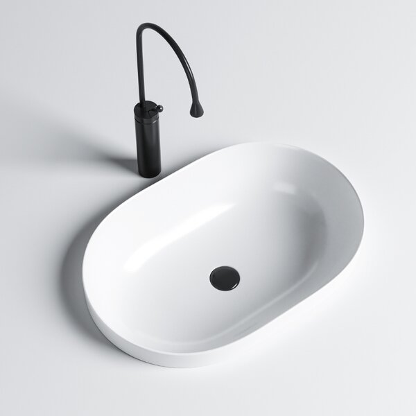 BPS-koupelny Keramické umývadlo na dosku NEL WH 590 59x40,5 cm, biele