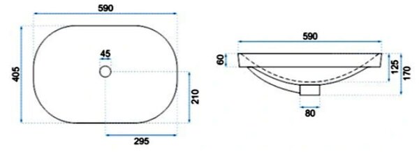 BPS-koupelny Keramické umývadlo na dosku NEL WH 590 59x40,5 cm, biele