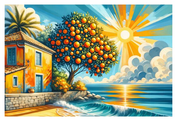 Obraz - Dom s pomarančmi I. (90x60 cm)