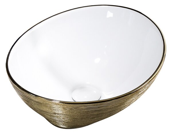 BPS-koupelny Keramické umývadlo na dosku LUMO GL BR 405 40,5x30 cm, biele/zlaté