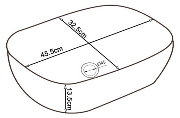 BPS-koupelny Keramické umývadlo na dosku MILO WH MOD2 455 44,5x32,5 cm, biele/zlatý dekor