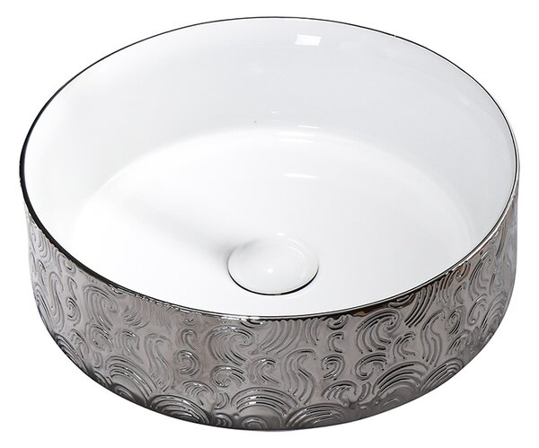 BPS-koupelny Keramické umývadlo na dosku LAVA WH SV MOD3 360 36x36 cm, biele/strieborné