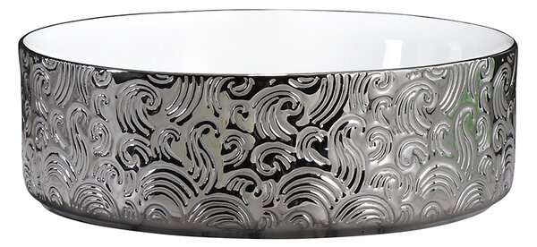BPS-koupelny Keramické umývadlo na dosku LAVA WH SV MOD3 360 36x36 cm, biele/strieborné
