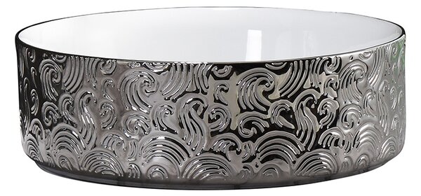 BPS-koupelny Keramické umývadlo na dosku LAVA WH SV MOD3 360 36x36 cm, biele/strieborné