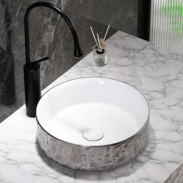 BPS-koupelny Keramické umývadlo na dosku LAVA WH SV MOD3 360 36x36 cm, biele/strieborné