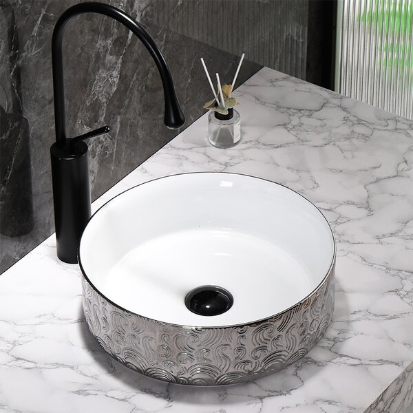 BPS-koupelny Keramické umývadlo na dosku LAVA WH SV MOD3 360 36x36 cm, biele/strieborné