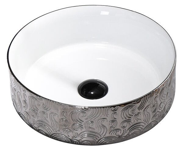 BPS-koupelny Keramické umývadlo na dosku LAVA WH SV MOD3 360 36x36 cm, biele/strieborné