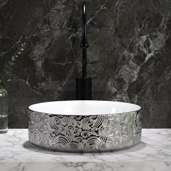 BPS-koupelny Keramické umývadlo na dosku LAVA WH SV MOD3 360 36x36 cm, biele/strieborné