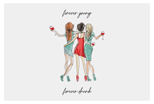 Obraz - Forever young, forever drunk (90x60 cm)
