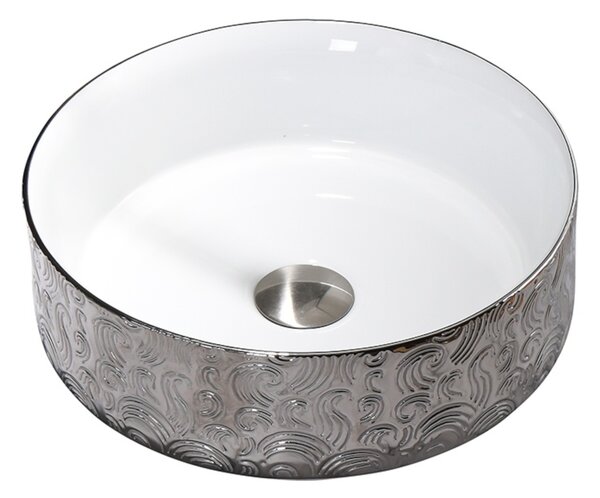 BPS-koupelny Keramické umývadlo na dosku LAVA WH SV MOD3 360 36x36 cm, biele/strieborné