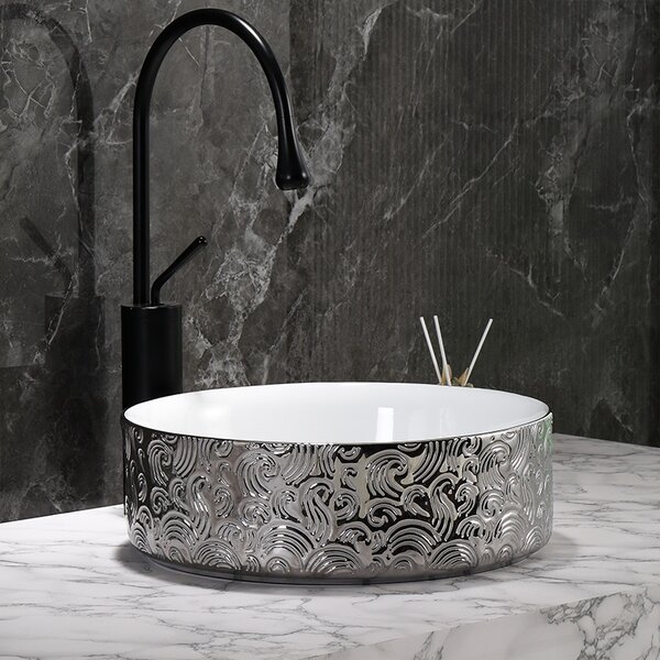 BPS-koupelny Keramické umývadlo na dosku LAVA WH SV MOD3 360 36x36 cm, biele/strieborné
