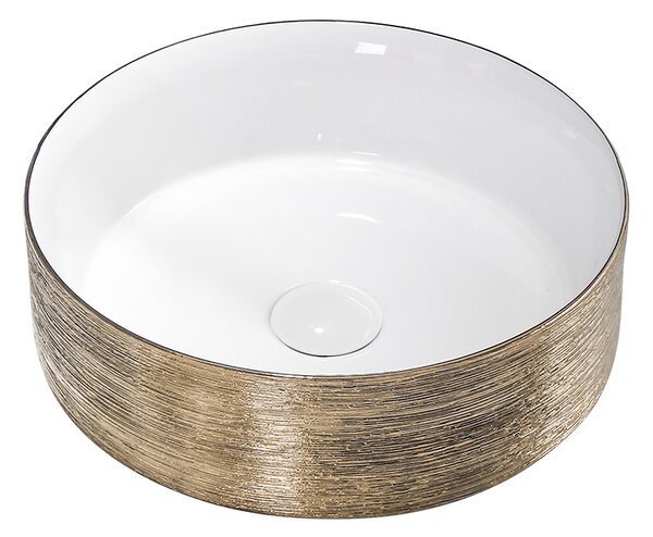 BPS-koupelny Keramické umývadlo na dosku LAVA GL BR 360 36x36 cm, biele/zlaté